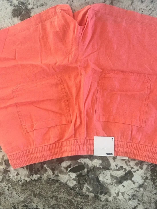 Women’s Linen Casual Drawstring Shorts - Coral Pink - Picture 5 of 5